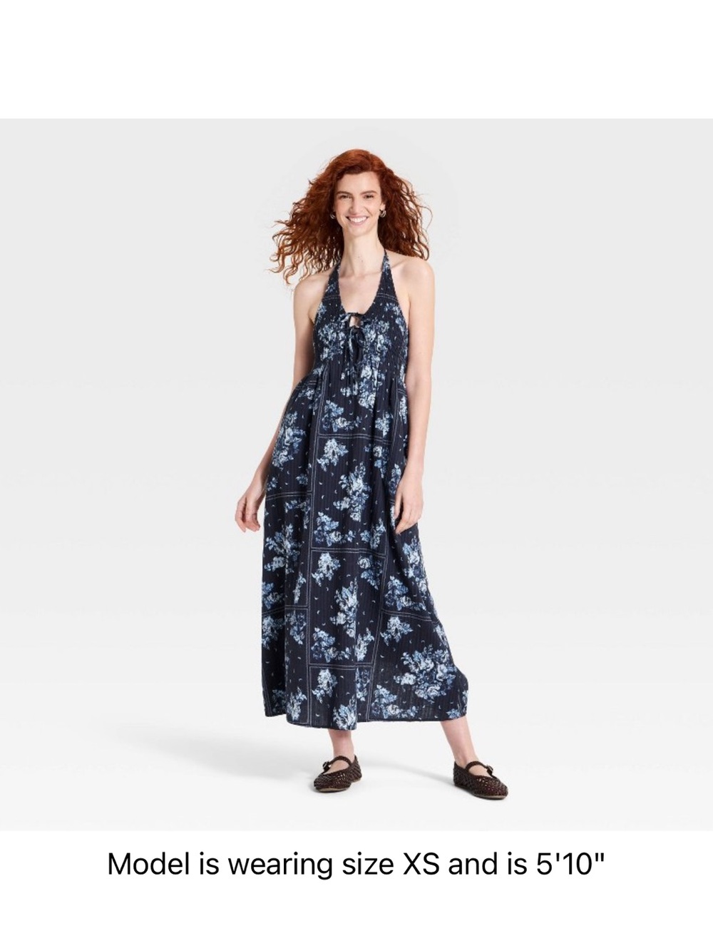 Universal Thread Black Floral Smocked Halter Maxi Dress Size M